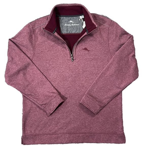 Tommy Bahama Half Zip Pullover Men’s Sz Small Tango Wave Heritage Wine HTHR NWT - Picture 1 of 13